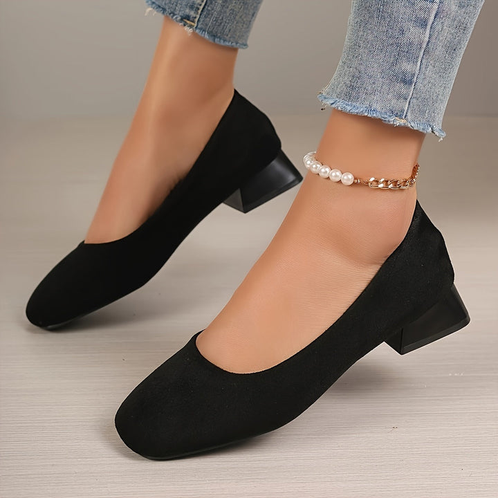 Levoire | Chaussures À Talon En Flanelle Noires À Talon Bas