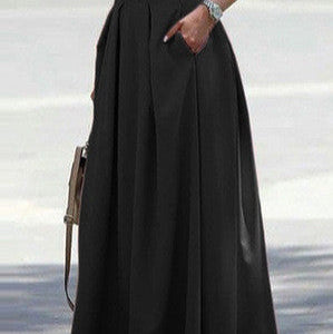 Levoire | Jupe Plissée Confortable Longueur Cheville Taille Haute Noir