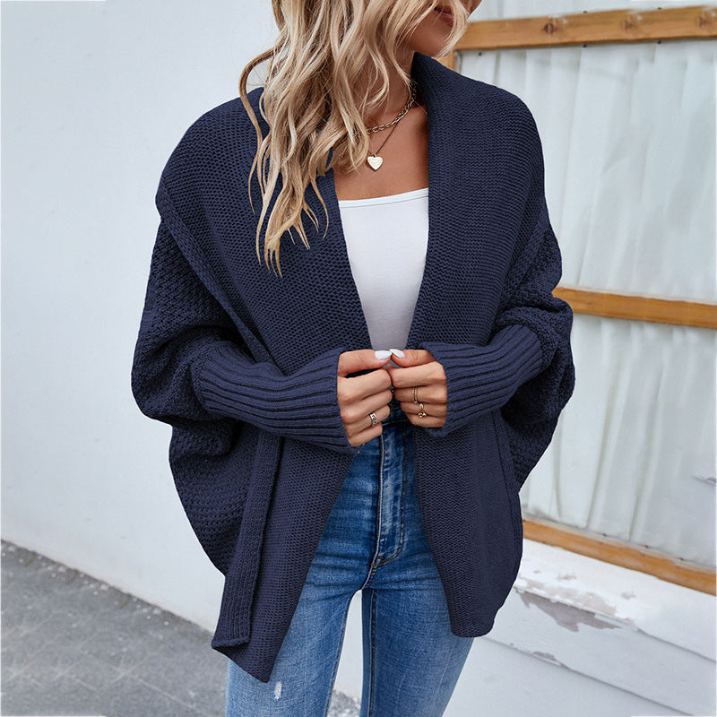 Levoire | Grand Cardigan En Tricot Avec Des Manches Chauve-Souris, Automne/ Bleu