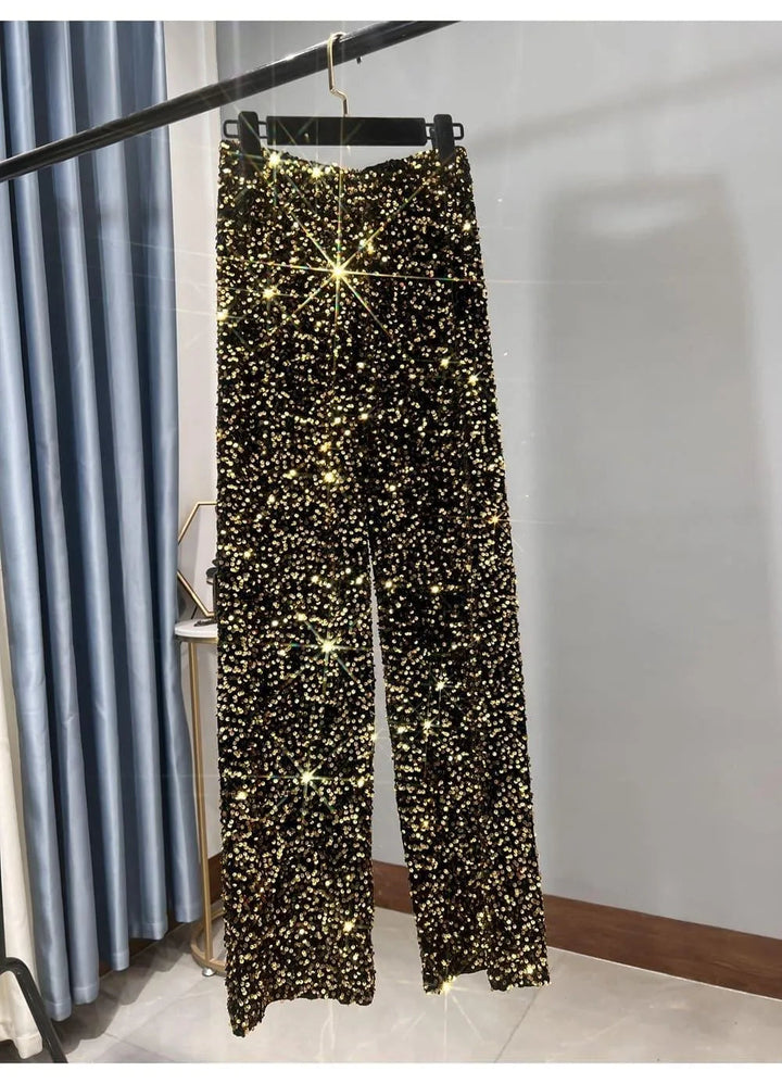Levoire | Pantalons de soleil larges avec des paillettes Or