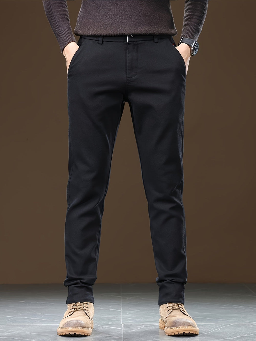 Levoire | Coton Pantalons Chino Pour Hommes, Coupe Régulière, Tissu Élastique