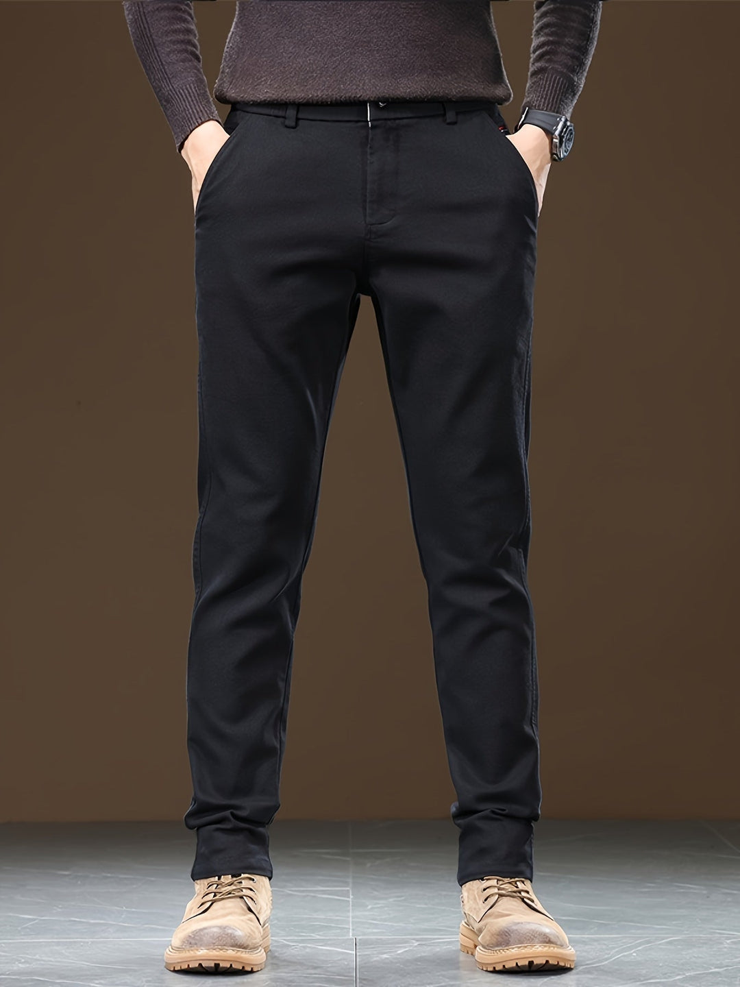 Levoire | Coton Pantalons Chino Pour Hommes, Coupe Régulière, Tissu Élastique