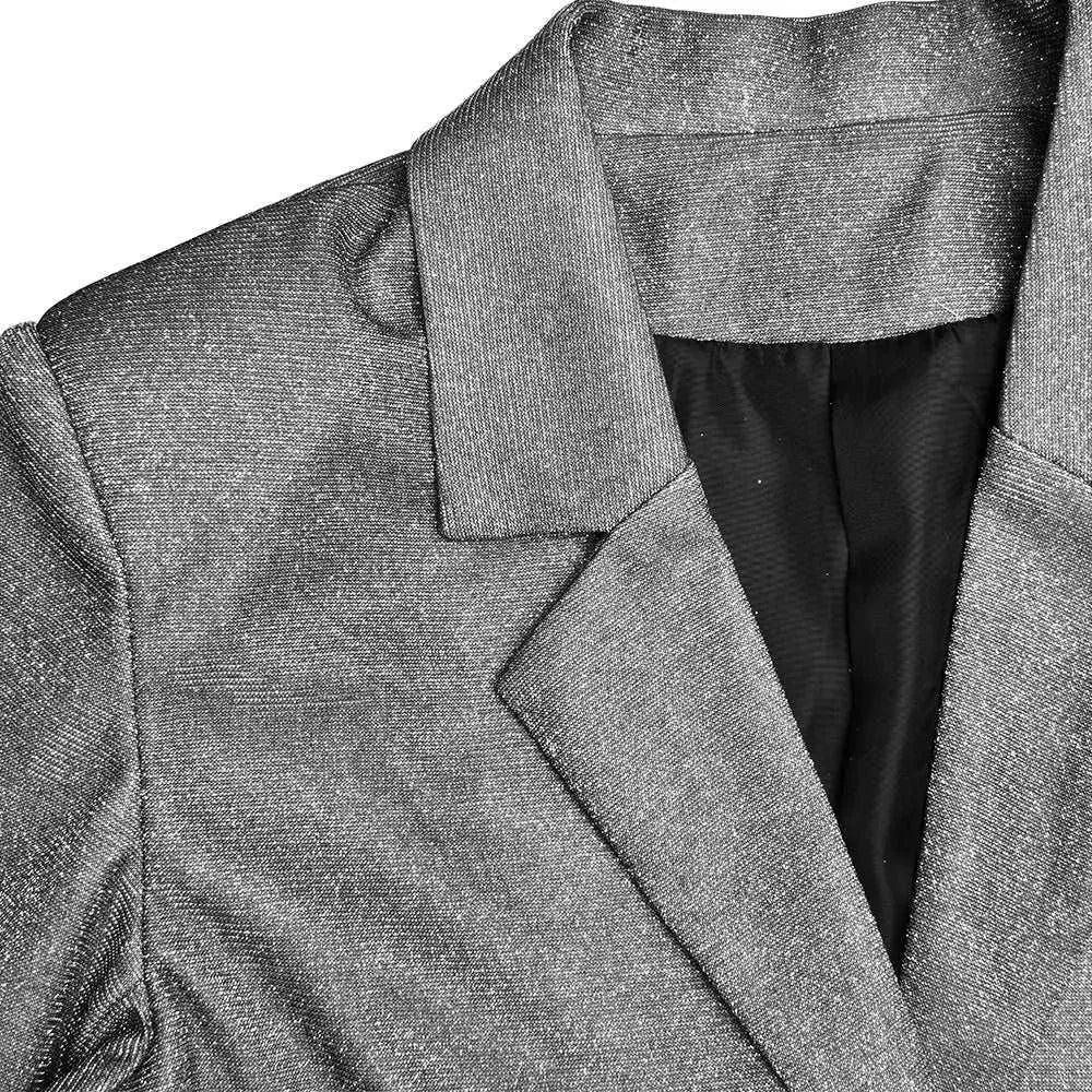 Levoire | Robe à deux pièces avec jupe supérieure ajustée et brillante, manches longues, décolleté en V et coupe sexy