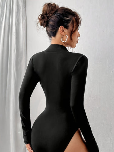 Levoire | Body Skinny Uni Couleur Avec Zip Et Manches Longues