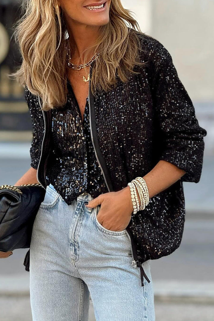 Levoire | Veste À Paillettes Noire Noir
