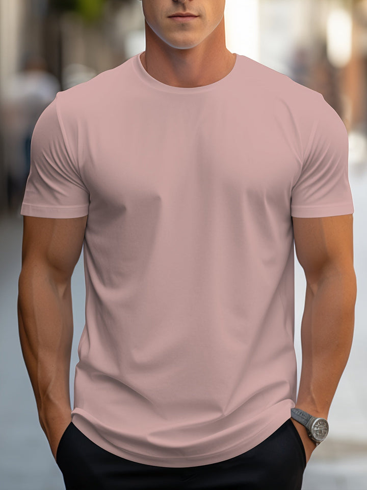 Levoire | T-Shirt Unicolore Pour Hommes Col Rond Rosa Brun