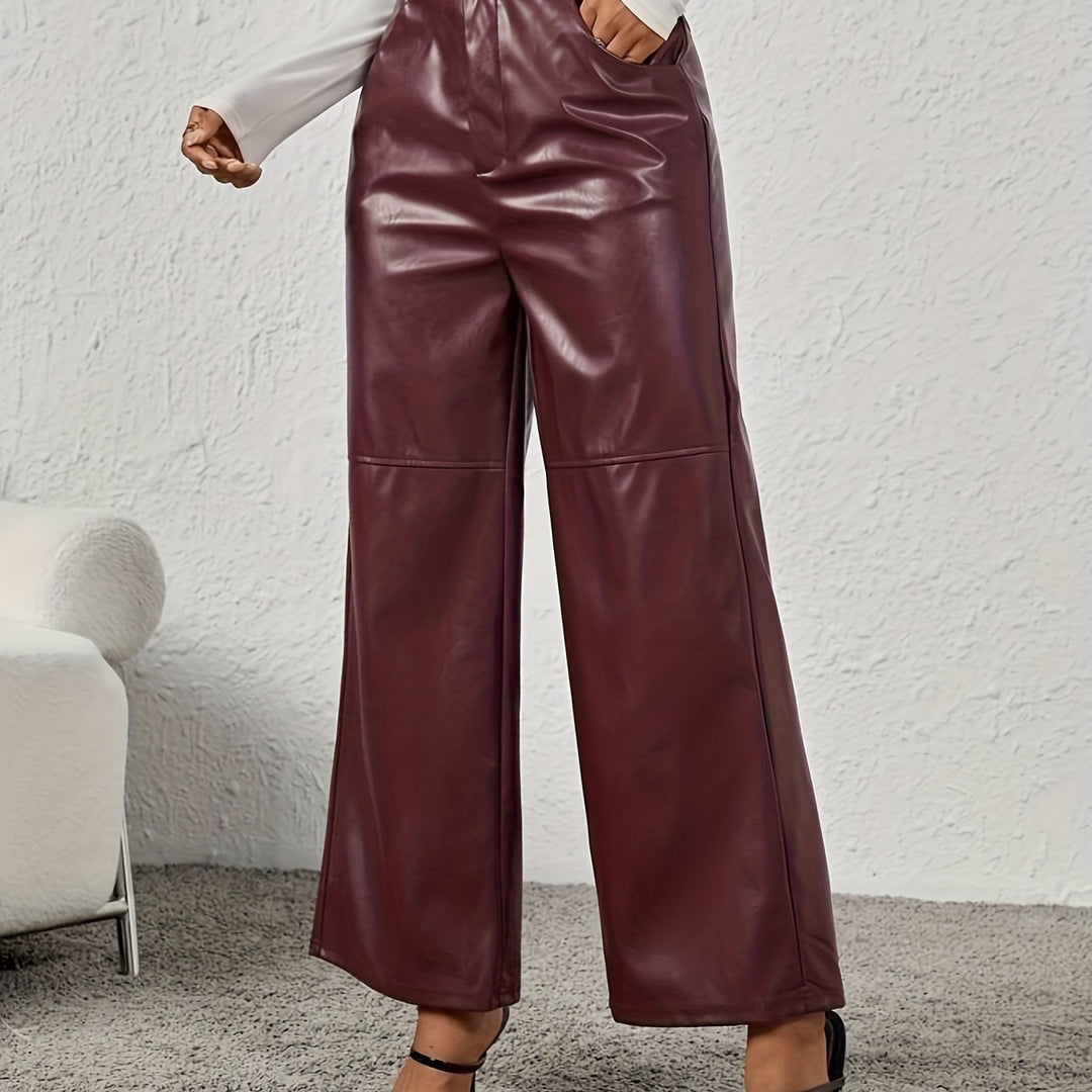 Levoire | Pantalons En Simili Cuir Larges Et Élégants Avec Des Poches Biais