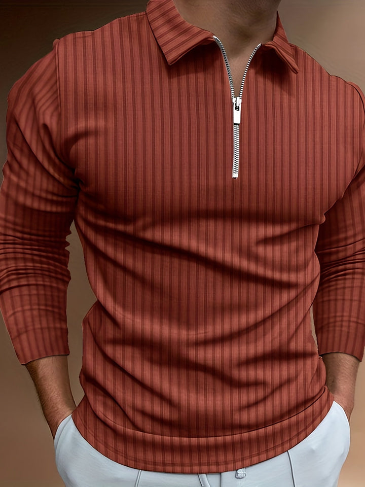 Levoire | Rayures Verticales Chemise Pour Hommes Avec Zip Et Manches Longues