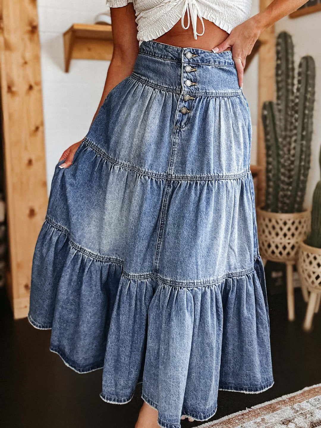 Levoire | Femme Jupe En Denim À Boutonnage Gradué Bleu clair