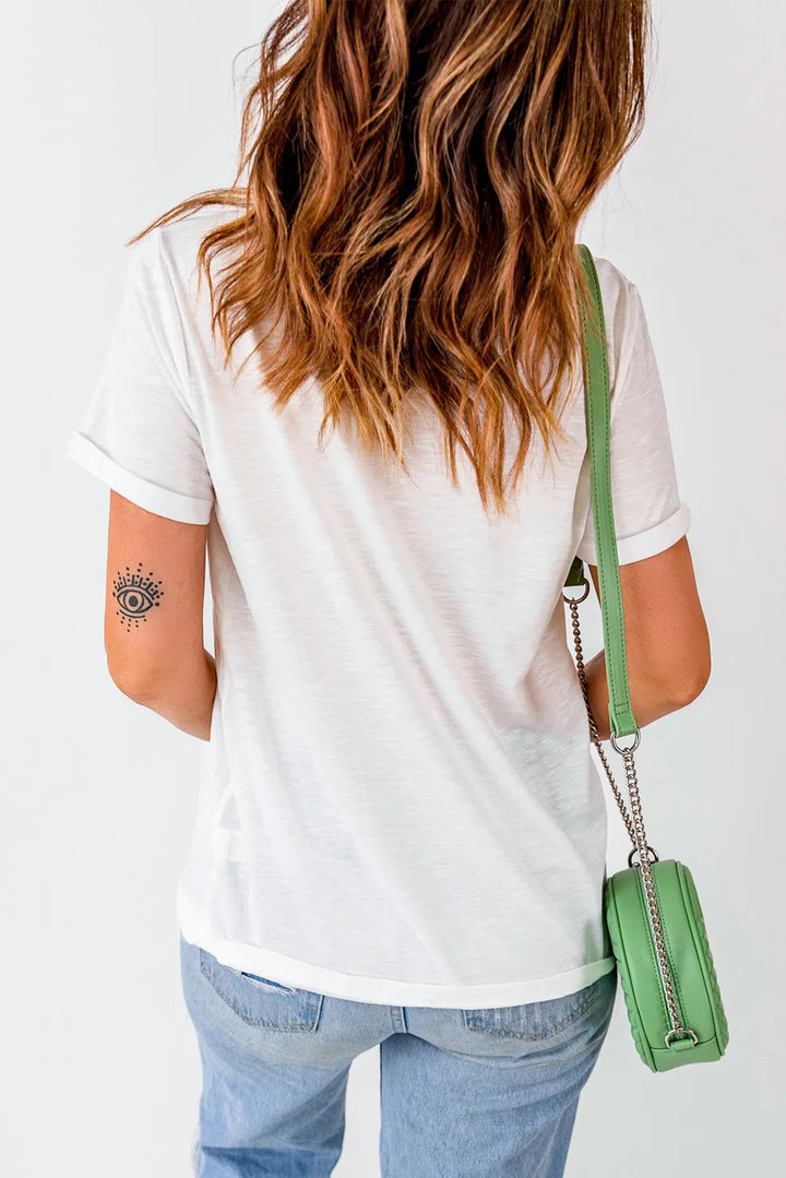 Levoire | Fleurs- & Lettres-graphique Col rond Manches courtes T-shirt