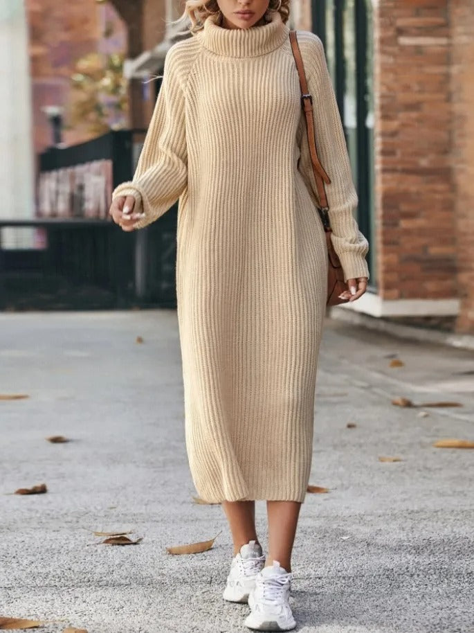 Levoire | Robe En Tricot À Col Roulé Confortable Crème blanc