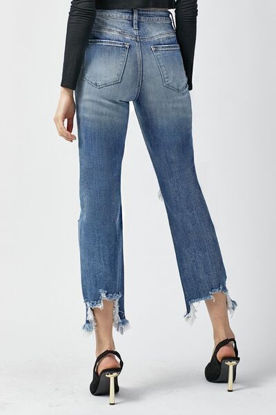 Levoire | Jean Droit Cropped Usé Taille Haute