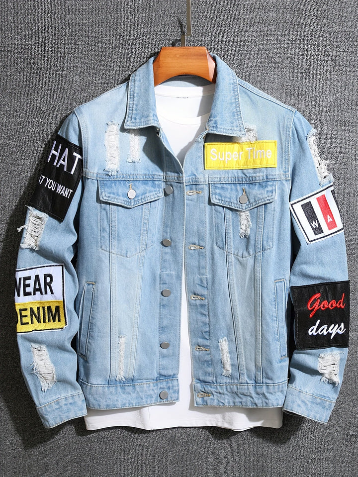 Levoire | Blouson En Denim Élégant Pour Hommes Avec Des Coutures En Détail Bleu clair