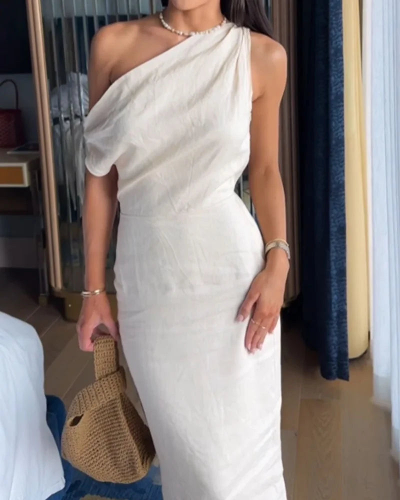 Levoire | Robe En Lin À Une Épaule Élégante