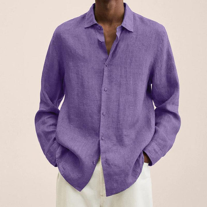 Levoire | Chemise À Col Avec Manches Longues Pour Hommes Violet foncé