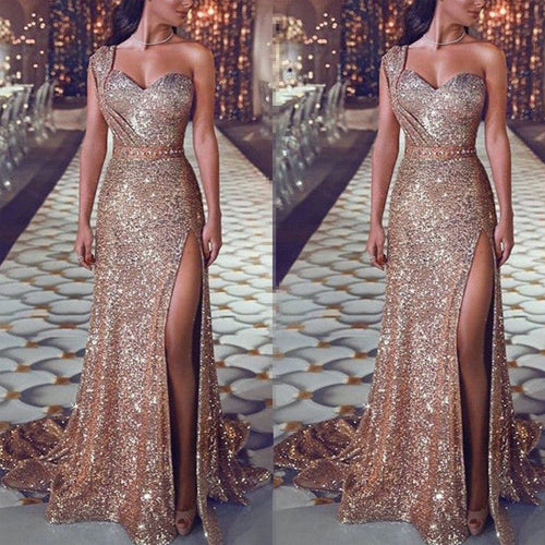 Levoire | Robe sans manches à épaule unique, avec une fente et une jupe longue