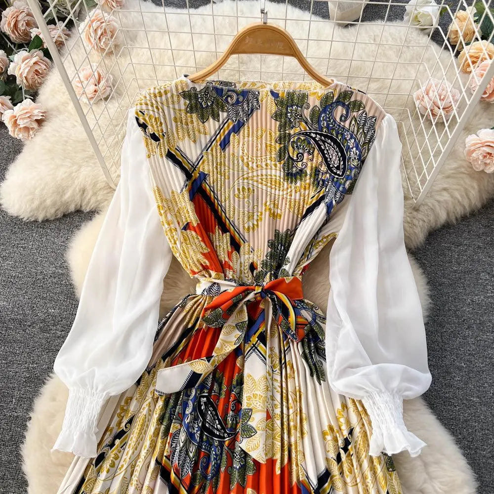 Levoire | Robe avec imprimé ethnique pour femmes, dotée d'un motif floral à nouer