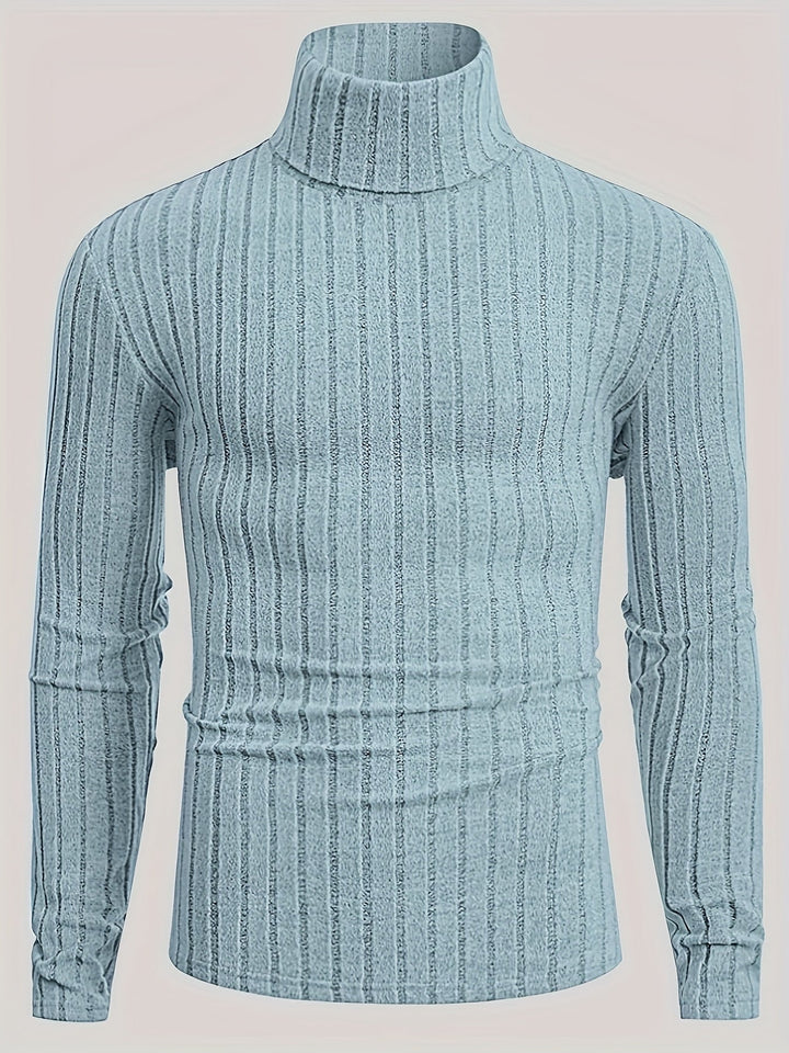 Levoire | Pull En Tricot Rayé Avec Col Pour Hommes Bleu clair