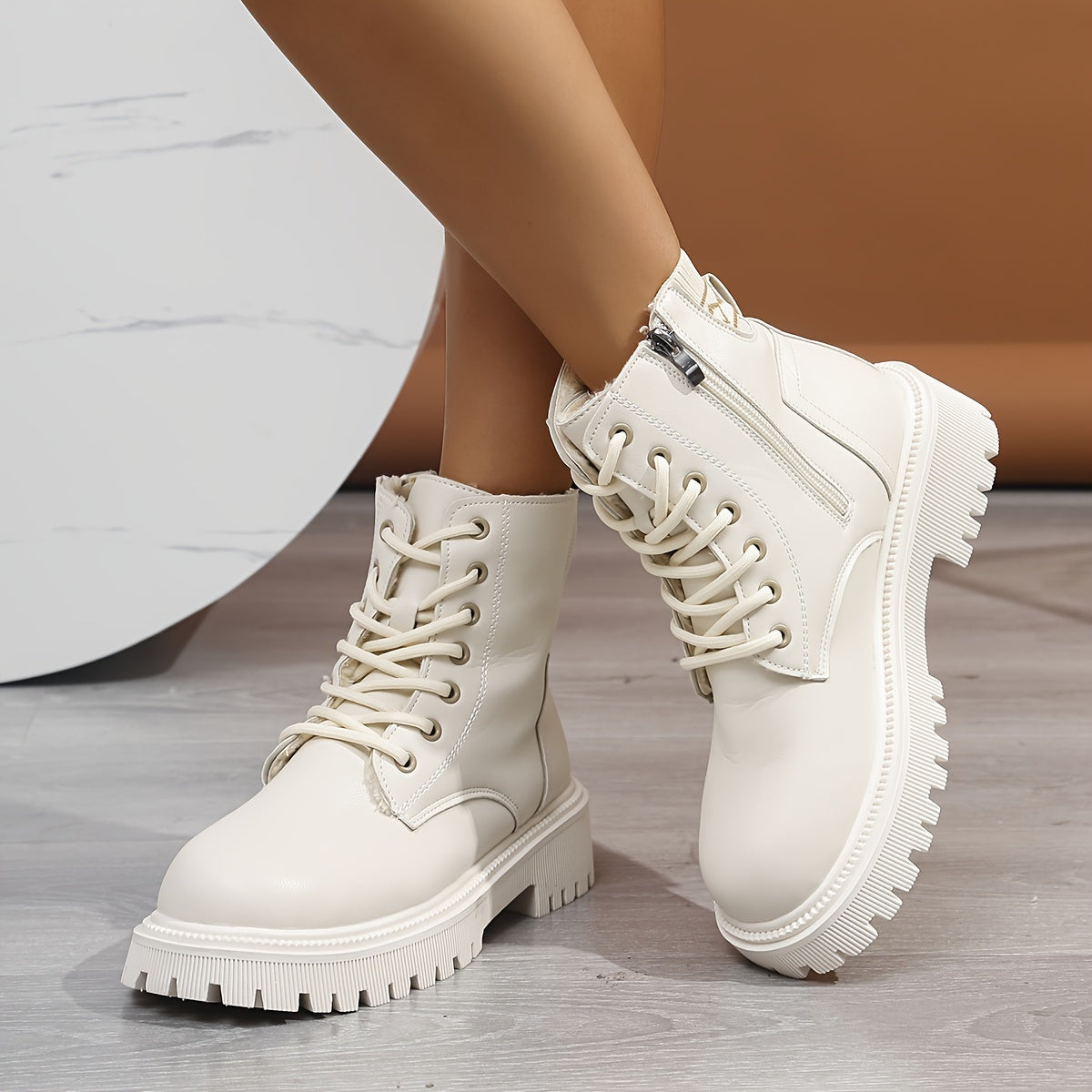 Levoire | Bottine Avec Fermeture Éclair Beige