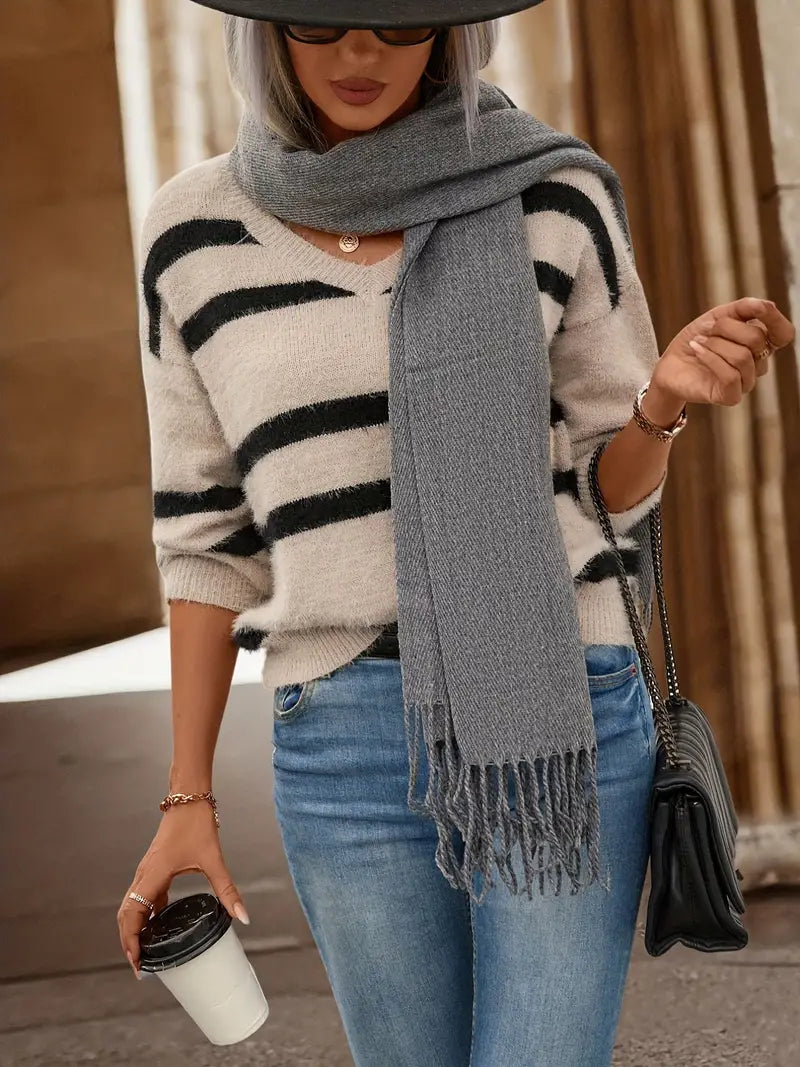 Levoire | Pull Automnal Rayé Pour Femmes