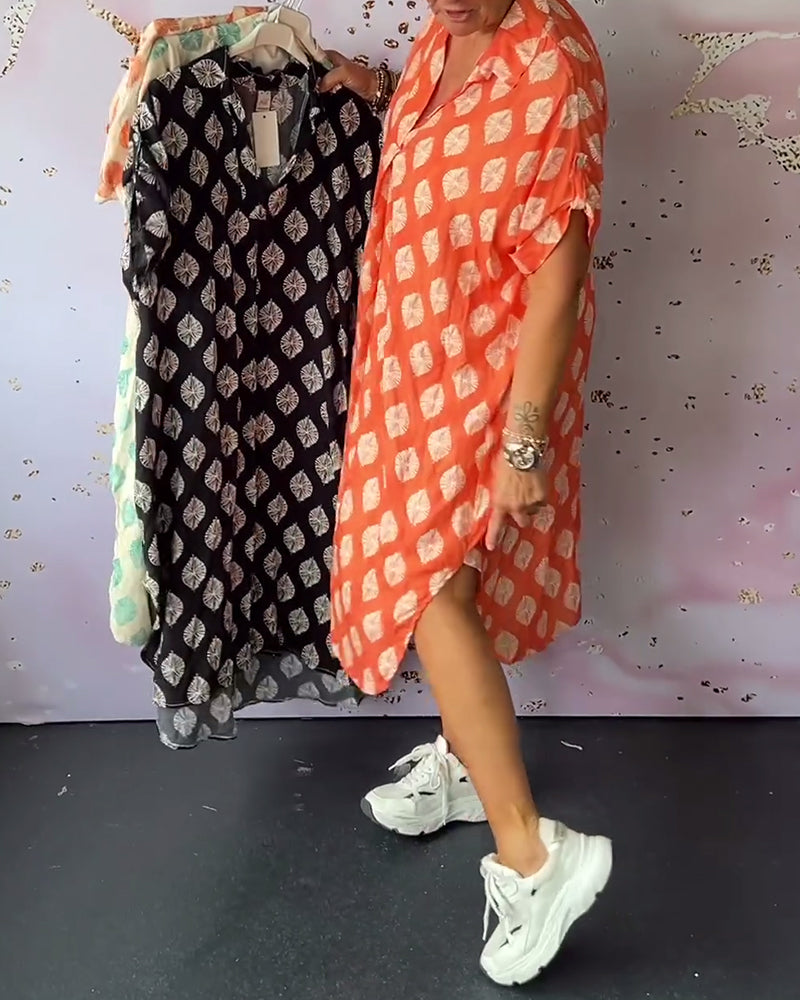 Levoire | Robe Décontractée À Décolleté En V Avec Imprimé Et Manches Courtes