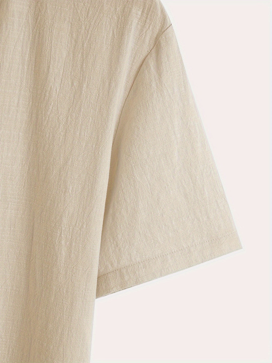 Levoire | T-Shirt Henley À Manches Courtes Unies Avec Col En V Profond