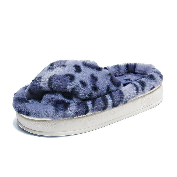 Levoire | Chaussons en léopard flous pour femmes Gris
