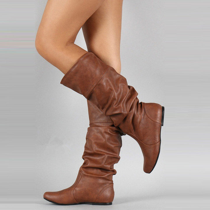 Levoire | Grande Taille Mollet Moyen Bottes Plissées Braun