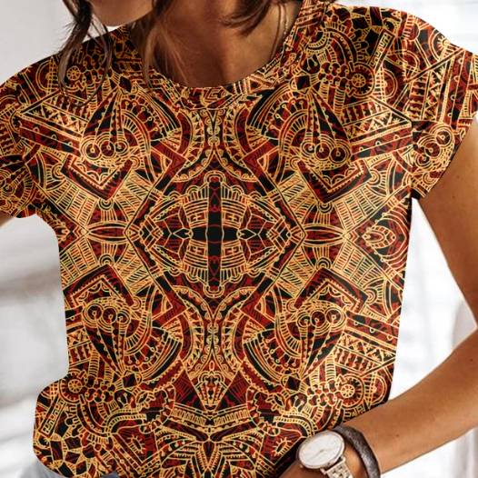 Levoire | T-Shirt D'Été À Carreaux Pour Femmes À Col Rond Multicolore 2