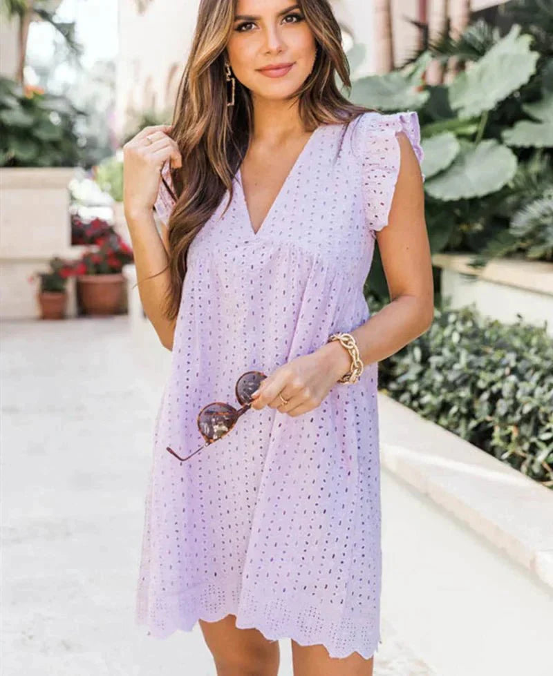 Levoire | Robe D'Été Avec Volants Pour Femmes Lilas