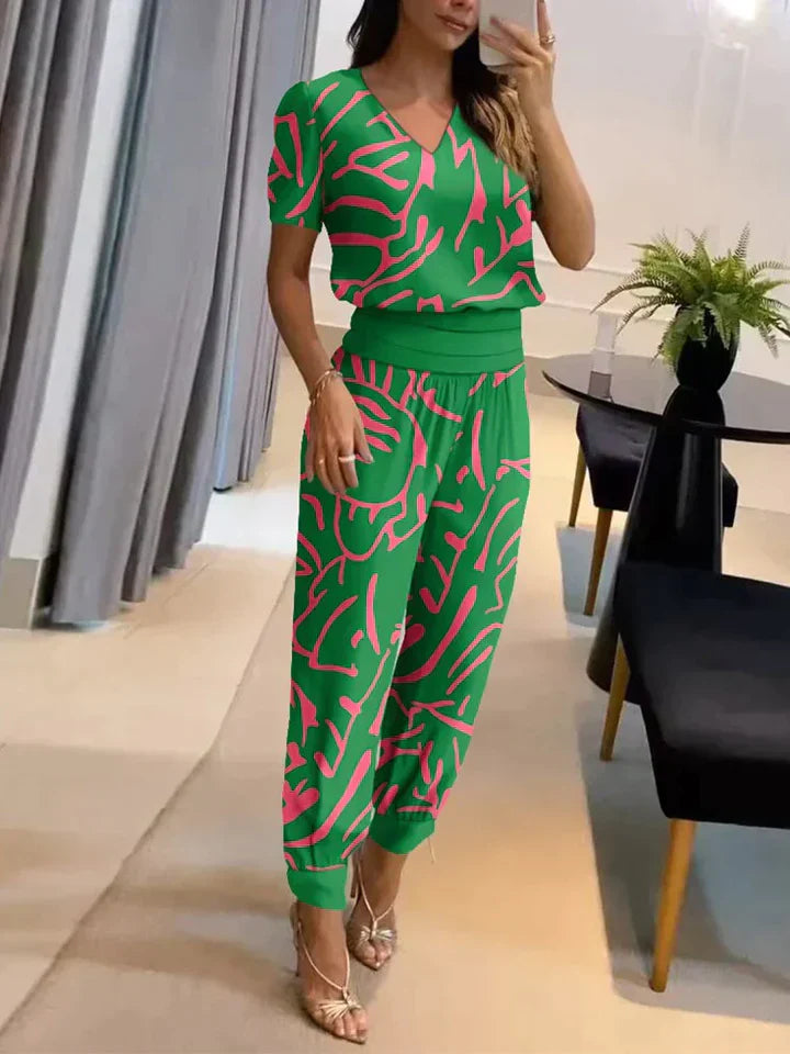 Levoire | Ensemble Décontracté Et Élégant Pour Femmes Vert avec motif