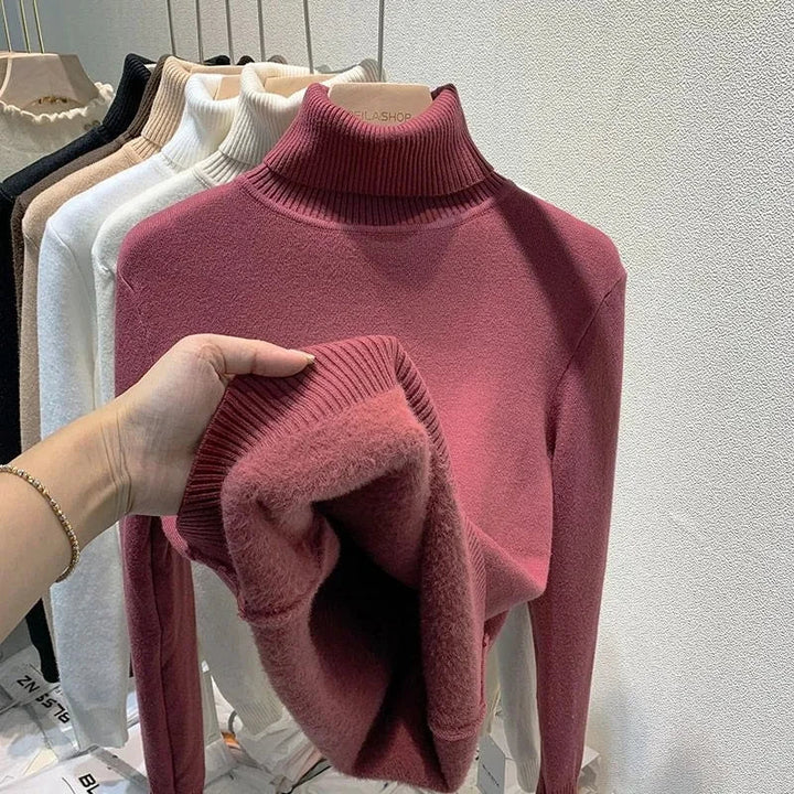 Levoire | Pull en laine polaire à manches longues et col roulé Rot
