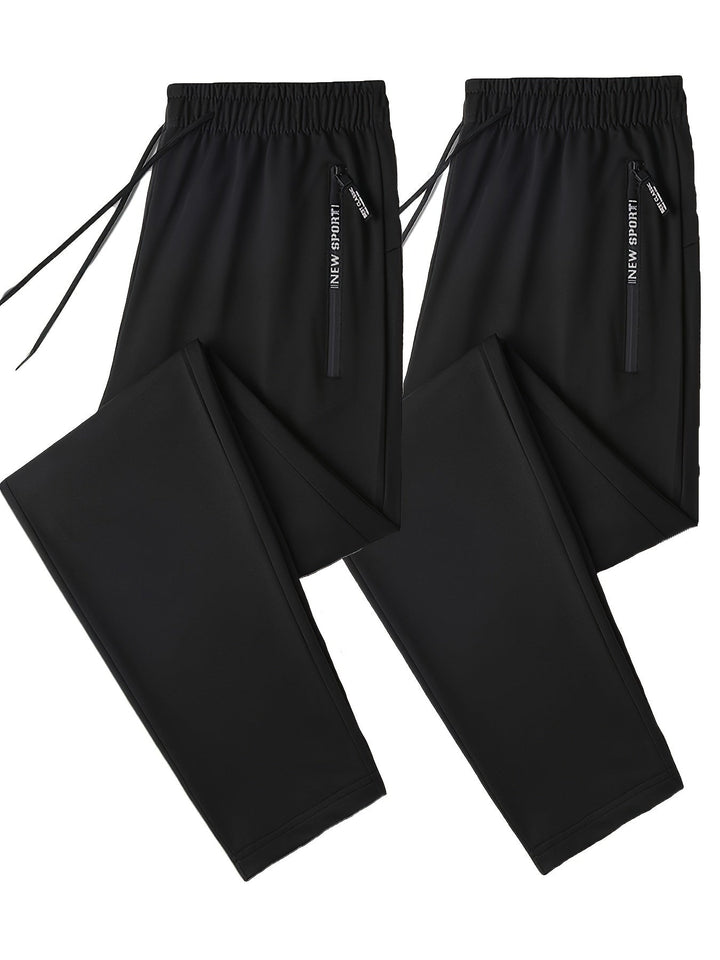 Levoire | Série De Pantalons De Jogging Bicolores Avec Des Bords Côtelés Noir & Noir01