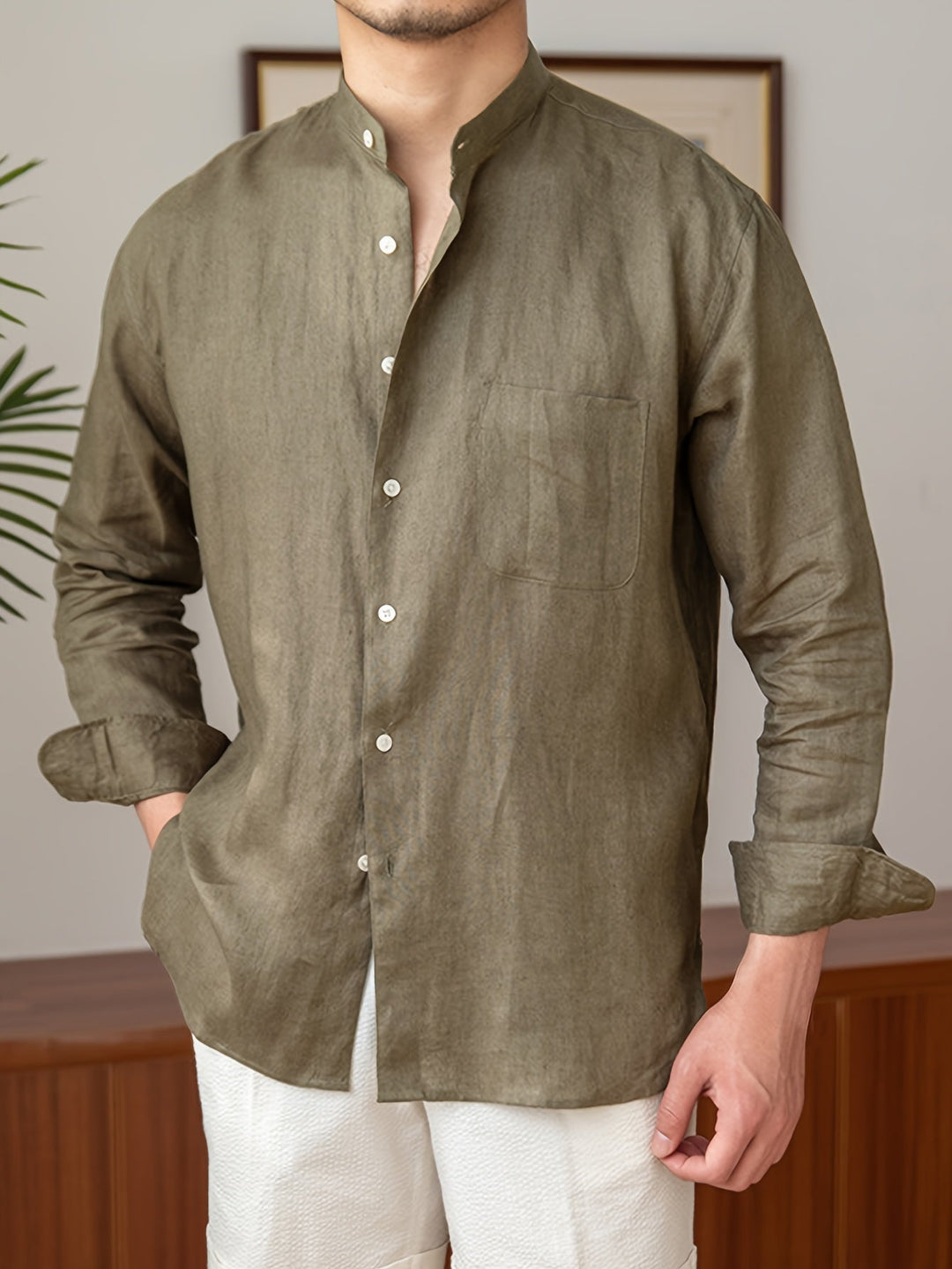 Levoire | Chemise En Lin Non Mélangée À Manches Longues Brun foncé