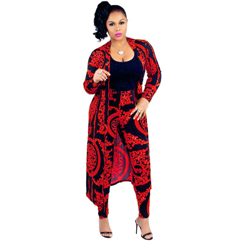 Levoire | pull à manches longues et pantalons slim à motif graphique ROUGE