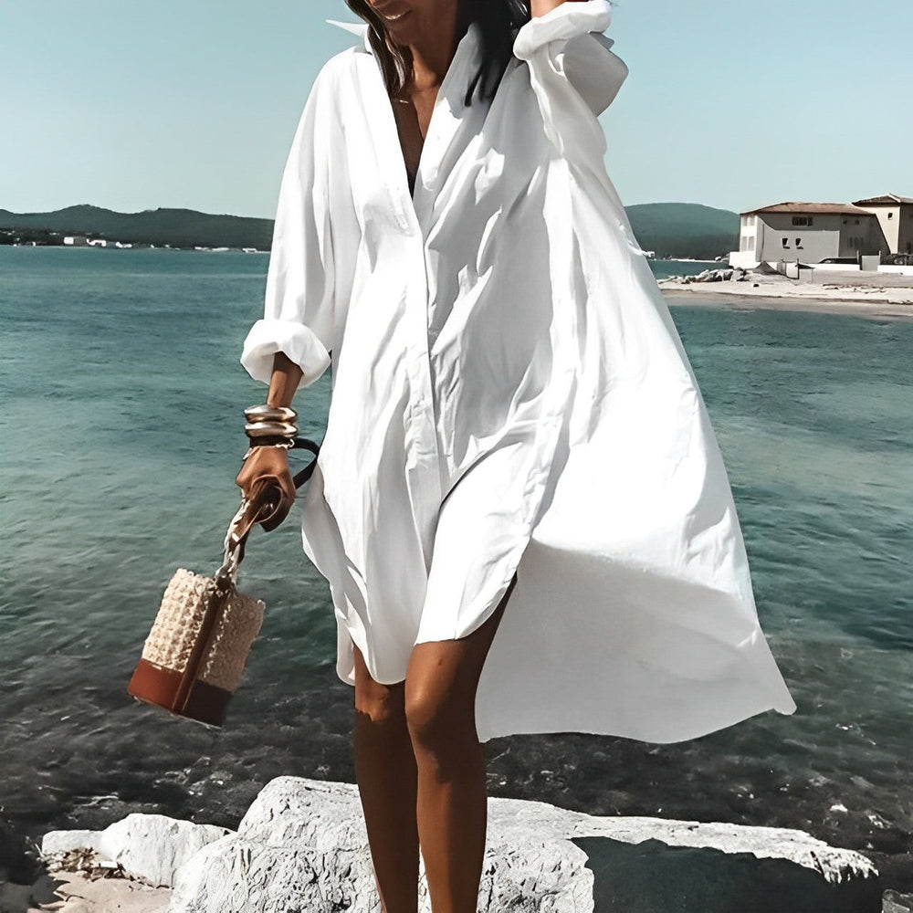 Levoire | Robe Chemisier D'été Pour Femme Blanc