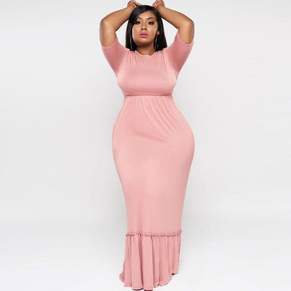 Levoire | longue encolure ronde taille haute manches courtes ROSE