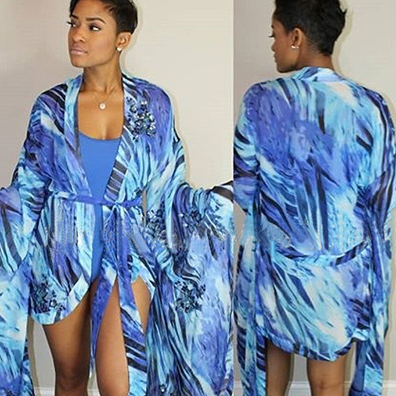 Levoire | maillot de bain une pièce neuf avec nœud kimono tie-dye BLEU