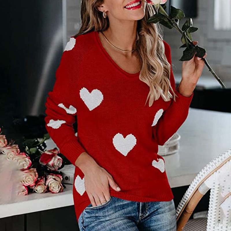 Levoire | En Tricot À Motif Cœur Rouge