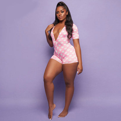 Levoire | robe courte jugement motif petit cœur ROSE