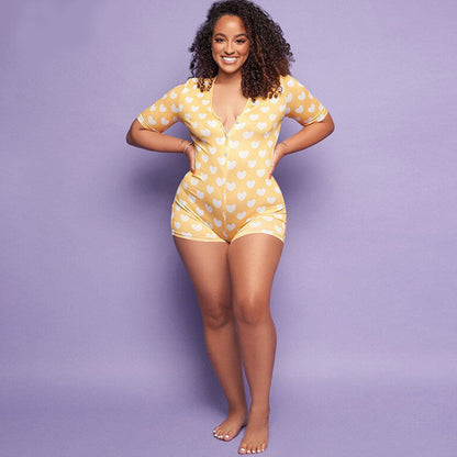 Levoire | robe courte jugement motif petit cœur JAUNE