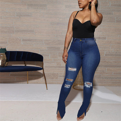 Levoire | slim revitty taille haute avec fentes aux chevilles