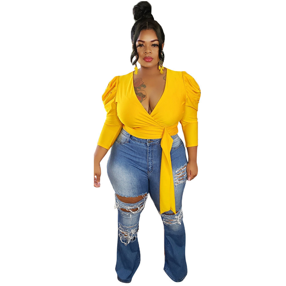 Levoire | V dos robe à corsage bouffant JAUNE