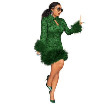 Levoire | courte serrée vintage-style à manches longues plumes