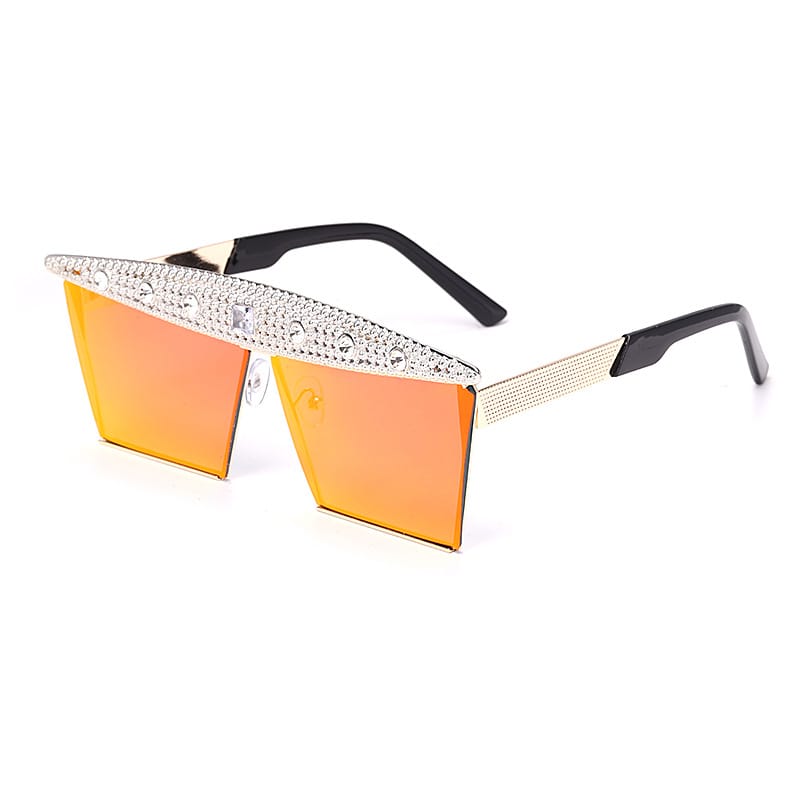 Levoire | lunettes de soleil grande monture décor strass Une taille Orange