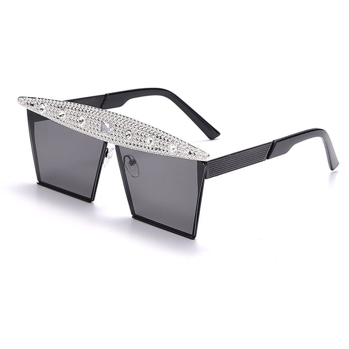 Levoire | lunettes de soleil grande monture décor strass Une taille Noir-Gris