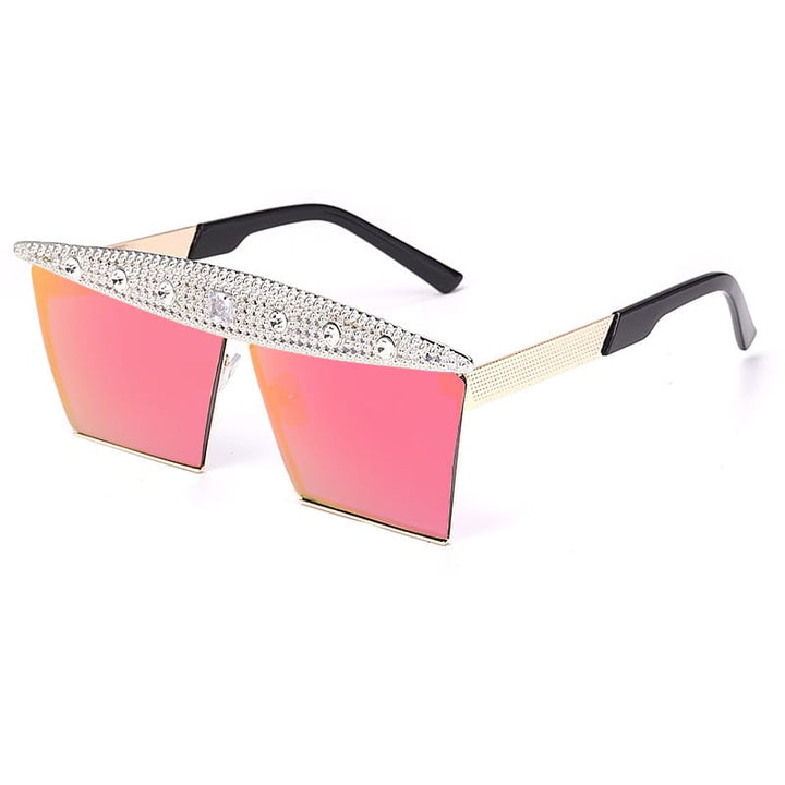 Levoire | lunettes de soleil grande monture décor strass Une taille Or-Rose