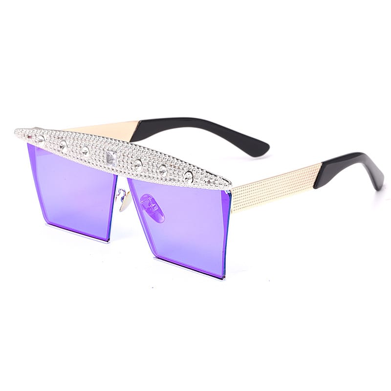 Levoire | lunettes de soleil grande monture décor strass Une taille Or-Violet