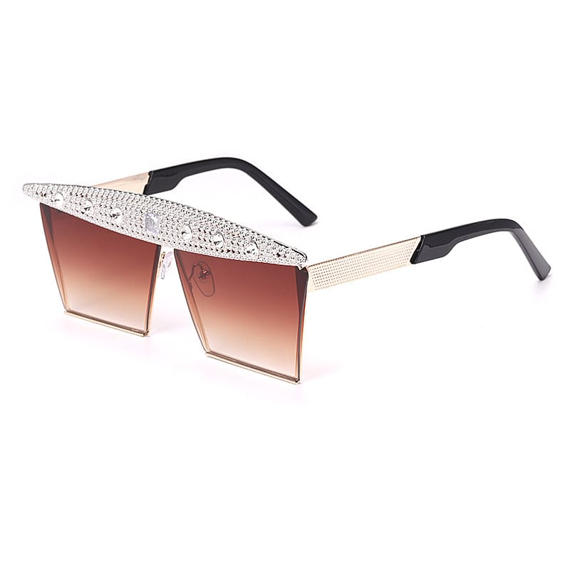 Levoire | lunettes de soleil grande monture décor strass Une taille Or-Marron