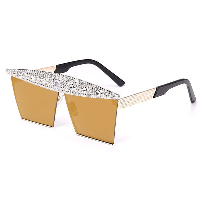 Levoire | lunettes de soleil grande monture décor strass Une taille Or-argent